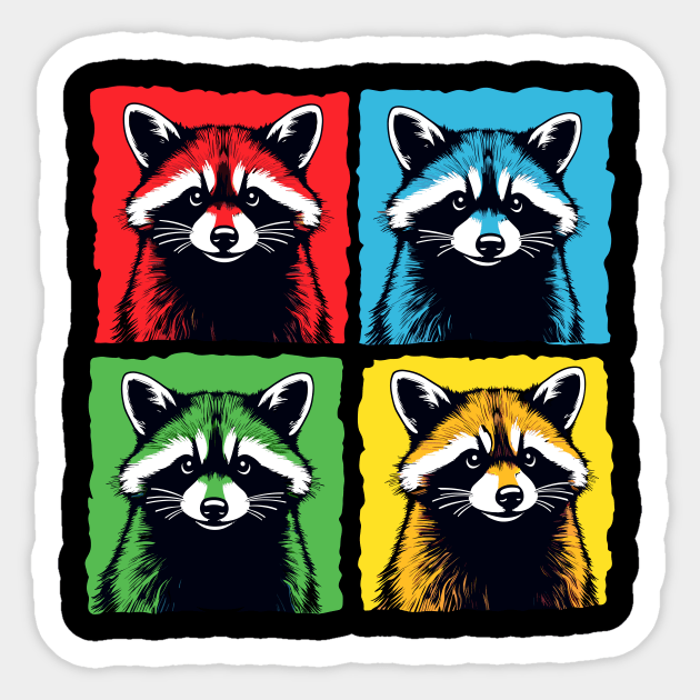 Pop Art Raccoon Colorful Retro Design Sticker by Designed By Marty
